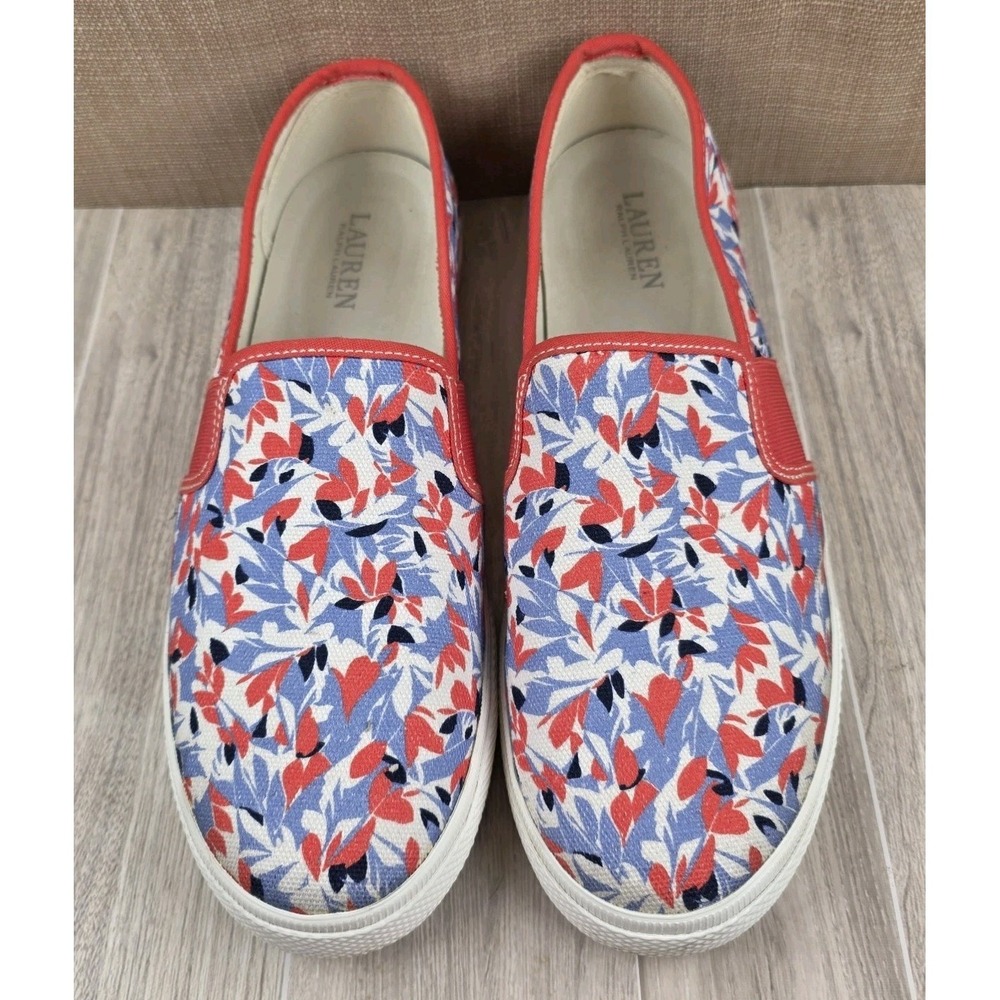 Lauren Ralph Lauren Jinny Slip on Floral Canvas Casual Sneakers Women's Size 10